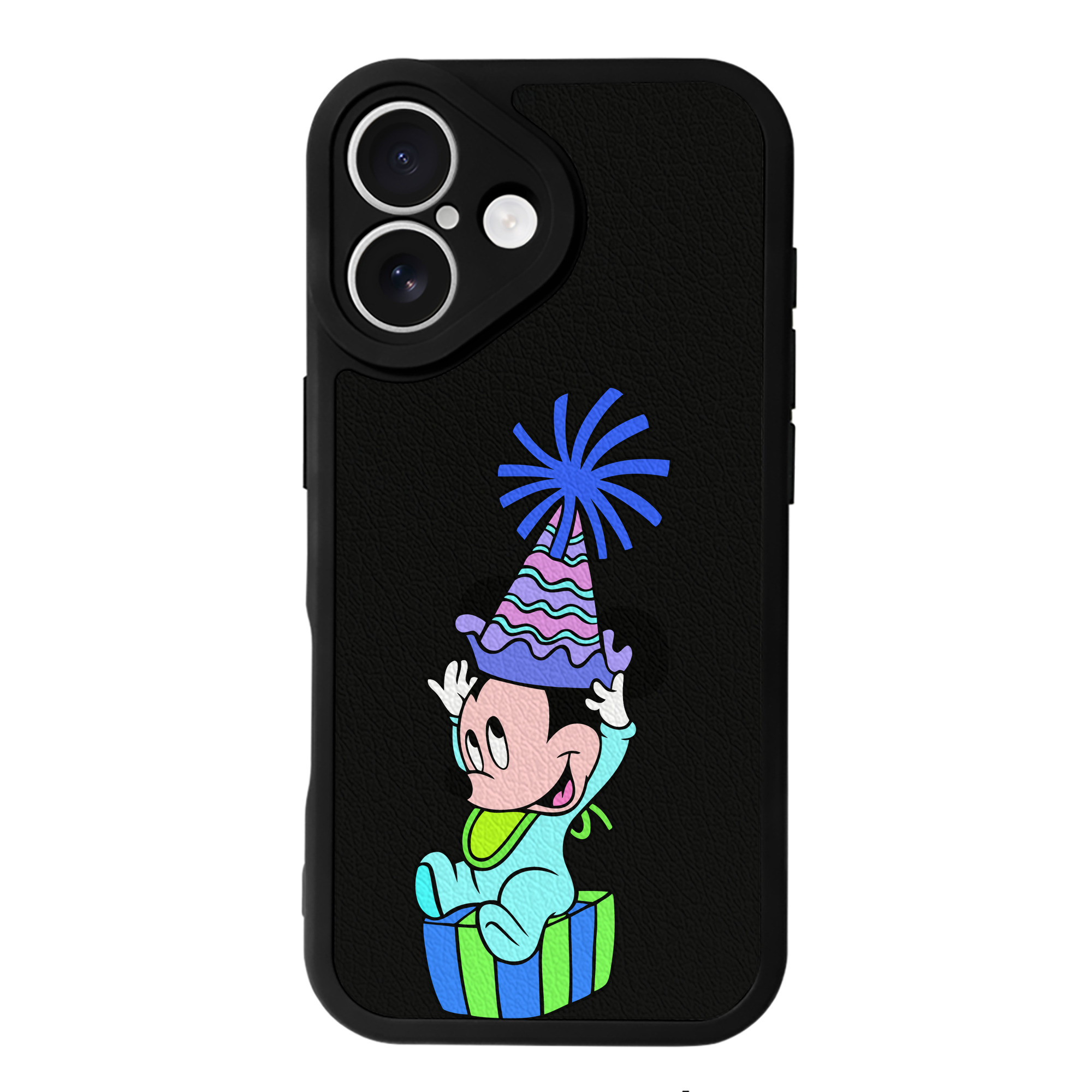 （画像用） ミッキーマウス Mickey Mouse 【iPhone 16シリーズ対応】シリコンスマホケース（レザー調） 材質：シリコン